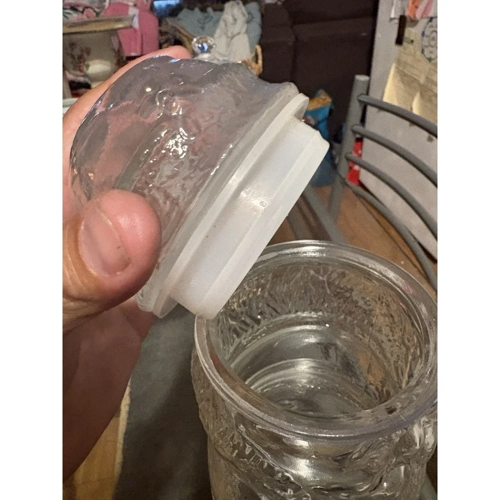 Vtg Clear Glass Santa Claus Holiday Cookie Jar Canister Container Made in Canada